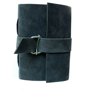 Wholesale Classic black color with thick belt lock pattern Luxury Leather hard cover diary Notebook with attached side thread - Product Image 1