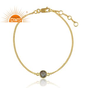 Haute Qualité Naturel Labradorite Gemstone Sterling Argent Or Plaqué Charme Bracelet Bijoux Fabricant - Product Image 2