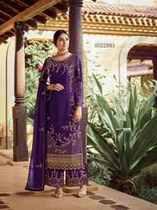 Georgette-traje de corte recto con bordado, palazzo, dupatta, indio, Salwar, de royal export, Color Rojo - Product Image 2