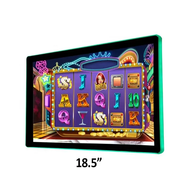 Toponetech 18.5 Inch Gaming Slot Machine Touch Screen Side Led Bar Monitor Ip 65 Waterdicht Gehard Glas Voor Casino Gokken