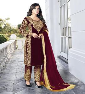 Excellente qualité belle femme pur velours Salwar kameez et Dupatta indien exportateur et fournisseur - Product Image 2