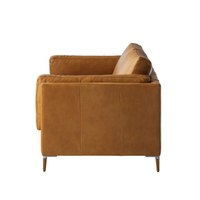 Canapé convertible trois places pour petit appartement, design nordique moderne, en cuir véritable Chesterfield