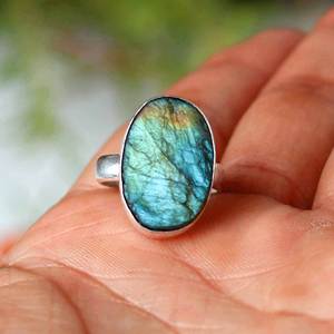 Bague de mariage en pierre naturelle classique pierre de lune Labradorite Druzy Quartz tranché Druzy Agate bijoux en pierres précieuses avec boutons pour les fêtes - Product Image 4