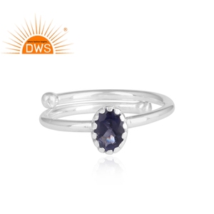 Natural Oval Shaped Iolite Gemstone <b>Ring</b> Manufacturer <b>925</b> Fine Sterling <b>Silver</b> Girl's Fashion <b>Ring</b> Supplier - Product Image 2