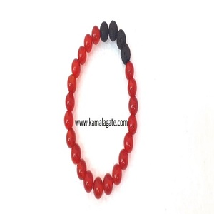 Pulsera esencial de cuarzo cornalina roja y lava negra, piedra de cristal de forma redonda, Material de piedras preciosas semipreciosas para la curación de Reiki - Product Image 1