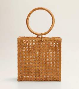 Sac Seau Rectangle Moderne pour Filles Durable Rotin Tissé Sacs à Main Fermeture à Glissière Broderie Décoration Sacs de Plage à la Mode - Product Image 5