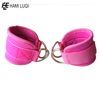 Sangles de cheville personnalisables en cuir et nylon élastique pour la musculation et le fitness, avec anneaux en D pour poulies, haute élasticité et confortables