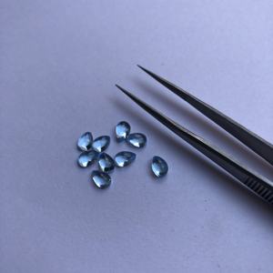 Cabujones calibrados de pera con reverso plano de Topacio Azul suizo Natural de 3mm y 5mm para el último diseño, fabricación de joyas, calidad AAA fina superior en línea - Product Image 1