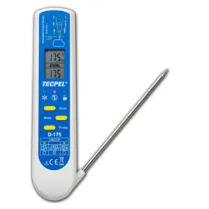 D-175 Digital HACCP Foods thermometer with stainless thermocouple probe