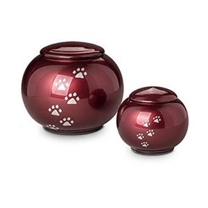 Urnas de cremación para cenizas funerarias, de Metal, latón/aluminio, con estampado de pata de cobre y plata, Color Rojo - Product Image 2
