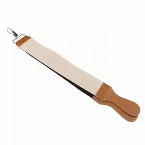 Maquinilla de afeitar profesional, negra, para salón de barbería, corte recto, con correa de cuero - Product Image 5