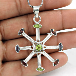 อัญมณีหลายแบบตามธรรมชาติ925เงินสเตอร์ลิงจี้ทันสมัยคลาสสิกเครื่องประดับโบฮีเมียนทำด้วยมือราคาโรงงานโดยตรง - Product Image 1