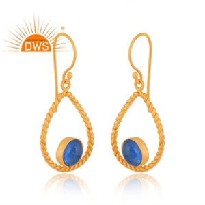 Meilleures ventes 2026 : Boucles d'oreilles pendantes en argent sterling avec pierre précieuse naturelle Aventurine bleue pour femme - Fabricant de bijoux - Product Image 2
