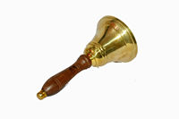 Cloche à main nautique vintage en laiton antique de 7 pouces, marron doré, métal poli, poignée en bois, impression gravure, style européen, 1 couleur