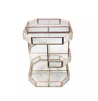 Présentoir à bijoux rotatif haut et carré en or transparent avec 8 étagères, pré-assemblé pour un design classique, taille personnalisable