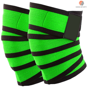 Genouillère ajustable en néoprène rayée vert-noir respirante avec fermeture auto-agrippante unisexe pour l'entraînement musculaire et la musculation - Product Image 2