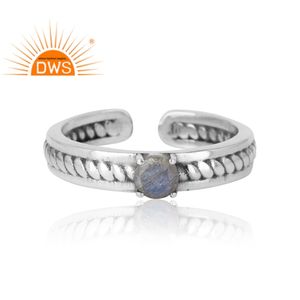 Natural Labradorite Gemstone <b>Ring</b> Prong <b>Set</b> Sterling Silver Oxidized <b>Ring</b> Adjustable <b>Ring</b> Jewelry Supplier - Product Image 4