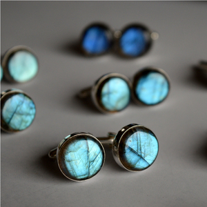 Labradorite Stone Cufflinks Men Natural <b>Purple</b> Gemstone Cuff Links Sterling Silver Metal Formal Accessories Bulk Supplier - Product Image 5