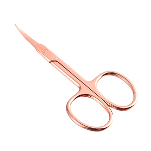 Tesoura de manicure para unhas, tesoura de beleza, aço inoxidável, banhada a ouro rosa, para cutícula, sobrancelha, 9cm