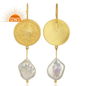 925 Sterling 18K <b>Gold</b> Plated Silver Natural Pearl <b>Set</b> Dangle Earring for Women Jewelry for Women Gift for Her - Product Image 2