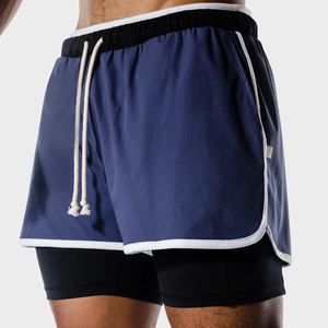 กางเกงขาสั้นรัดกล้ามเนื้อแบบสั้นของผู้ชาย,กางเกงวิ่งฟิตเนสแบบ2 In 1รัดกล้ามเนื้อรัดกล้ามเนื้อสองชั้นสำหรับฤดูร้อน - Product Image 1