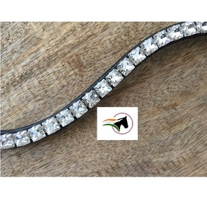 Bandeau en cristal d'opale transparent de 8 mm avec fermeture à crochets et boucles, accessoire de bride en cuir détachable, équipement de luxe pour concours hippique - Product Image 4