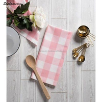 Serviettes de cuisine roses et blanches écologiques Plat en coton Serviettes de thé de Noël à séchage rapide faciles à utiliser