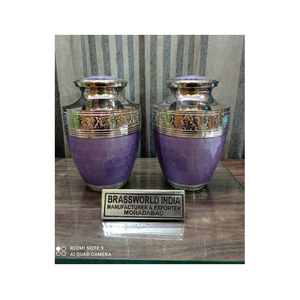 Urne de crémation en laiton gravé, argent violet, fournitures funérailles, cuivworld inde - Product Image 1