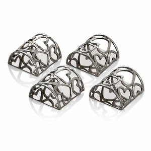 Rond de serviette coeur en argent, Rond de serviette en laiton pur, Anneau de serviette en laiton massif - Product Image 6