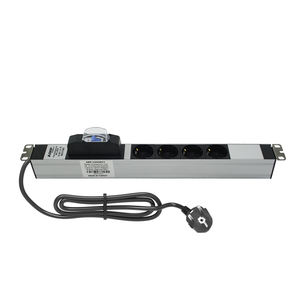 19 inç 4 yollu 1U alman soket devre kesici raf montaj PDU alüminyum güç dağıtım ünitesi fabrika fiyat OEM ODM - Product Image 1