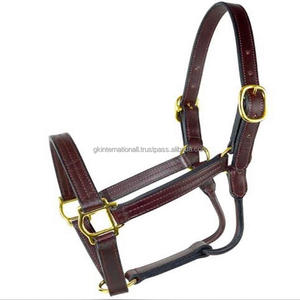 Licol de cheval en cuir marron cousu, épais et robuste, de toutes les tailles personnalisées, avec boucle et anneaux en laiton massif - Product Image 2