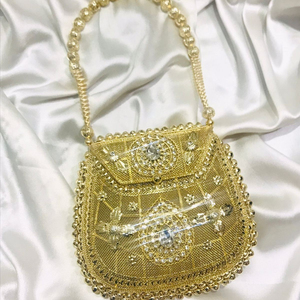 Luxury Handmade Gold Crystal Beaded <b>Clutch</b> Bag for Women | Designer <b>Wedding</b> & Evening <b>Clutch</b> Purse - Product Image 1