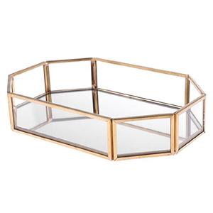 Plateau de service en laiton et en verre, Design Hexagonal de 16mm, plateau de service fait à la main au Design Unique - Product Image 2