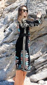 Veste longue en velours bohème à col mandarin brodée à la main de qualité supérieure Voguish, motif floral vintage, couleur bonbon - Product Image 6