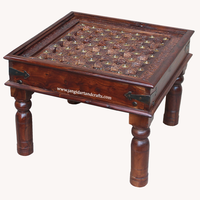 Table basse indienne en bois massif, forme carrée, 6 pièces, table d'angle sculptée, pour salon