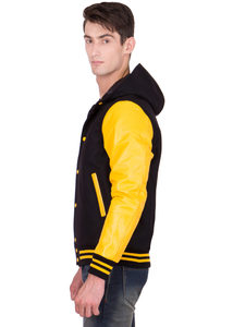 Chaqueta Varsity Unisex OEM/ODM, 100% Lana, Mangas de Lona y Poliéster, Diseño Bicolor, Moda Urbana, Invierno, Resistente al Viento e Impermeable - Product Image 5