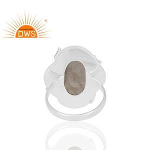 Anillo de declaración de piedras preciosas de piedra de luna de arcoíris Natural de Plata de Ley 925, joyería para mujer, regalo para ella - Product Image 5