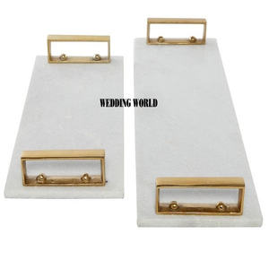 Plateau de service en marbre de luxe avec poignée plateau fait à la main de qualité supérieure plateau de service en marbre classique élégant et fantaisie - Product Image 4