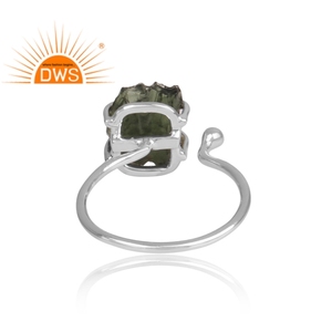 Czech Republic Raw Moldavite Gemstone <b>Sterling</b> <b>Silver</b> <b>Adjustable</b> <b>Ring</b> Jewelry For Christmas Supplier - Product Image 4