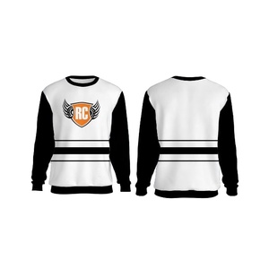 Sweat-shirt à col rond blanc et noir personnalisé pull athlétique à manches longues avec logo vêtements d'équipe confortables - Product Image 1
