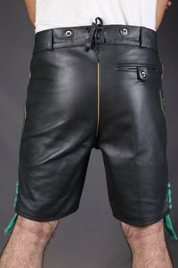 Derniers pantalons bavarois allemands conçus sur mesure pour hommes Oktoberfest Lederhosen noir décontracté taille moyenne droite écologique - Product Image 4