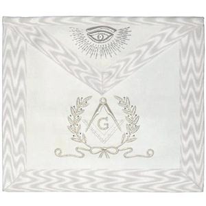 Wholesale OES Masonic Regalia Hand Embroidery Master Mason <b>Apron</b> Silver Bullion Wire Masonic White <b>Apron</b> - Product Image 1