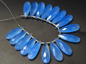 Calcédoine bleue larme à facettes 30X10MM pierre de cristal de perle en vrac pour la fabrication de bijoux et de bijoux prix de gros - Product Image 5