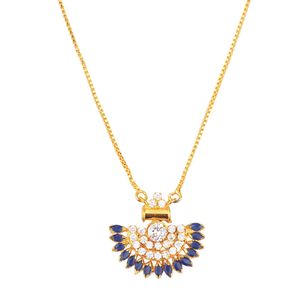 Indian Gold Plated Jewelry <b>Set</b> for Women <b>Girls</b> Cubic Zirconia CZ Round Pendant Chain Necklace & Earrings with Diamond Gift - Product Image 5