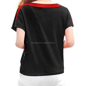 Camiseta de Manga Corta para Mujer HMS, Diseño Color Block, Negro y Rojo, Cuello Redondo, Casual, Transpirable, Poliéster, Corte Regular, Talla Adulto, 180g, con Logotipo - Product Image 2