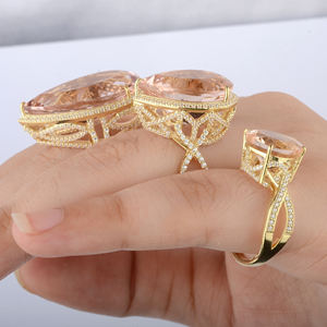 14พันของแข็งสีเหลืองทองแท้ Morganite และเพชรแหวนหมั้นแต่งงานขายส่งเครื่องประดับ - Product Image 6