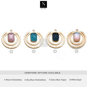 Vente en gros de 30mm de pierres précieuses naturelles à facettes breloques noir bleu rouge or perles rondes en vrac pour le bricolage connecteur de guérison fabrication de bijoux - Product Image 4