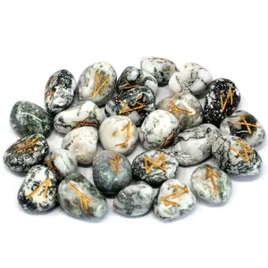 Top Quality Grounded Tree Agate Rune Crystal Gemstone Set for agate Jewelry Making at Best Prices from India