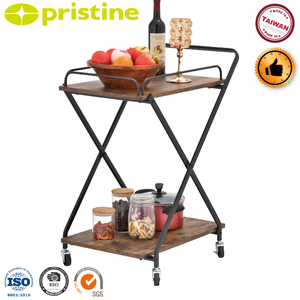 ผู้ผลิตเฟอร์นิเจอร์จัดเก็บของใช้ในบ้านคุณภาพ OEM จากไต้หวัน โต๊ะโลหะ 2 ชั้น รถเข็นครัวแบบเกาะกลาง สภาพดีเยี่ยม - Product Image 2