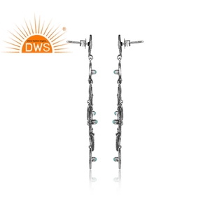 Arizona Turquoise Gemstone <b>Dangle</b> <b>Earrings</b> Jewelry Manufacturer 925 Sterling <b>Silver</b> Oxidized <b>Dangle</b> <b>Earrings</b> Supplier - Product Image 3